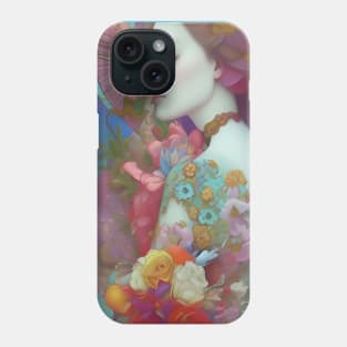 Pretty girl with flowers and roses dreamy surreal tattoo Phone Case