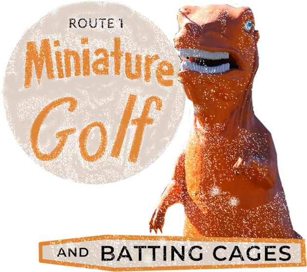 Route 1 Mini Golf - Orange Dinosaur Kids T-Shirt by GeekGiftGallery