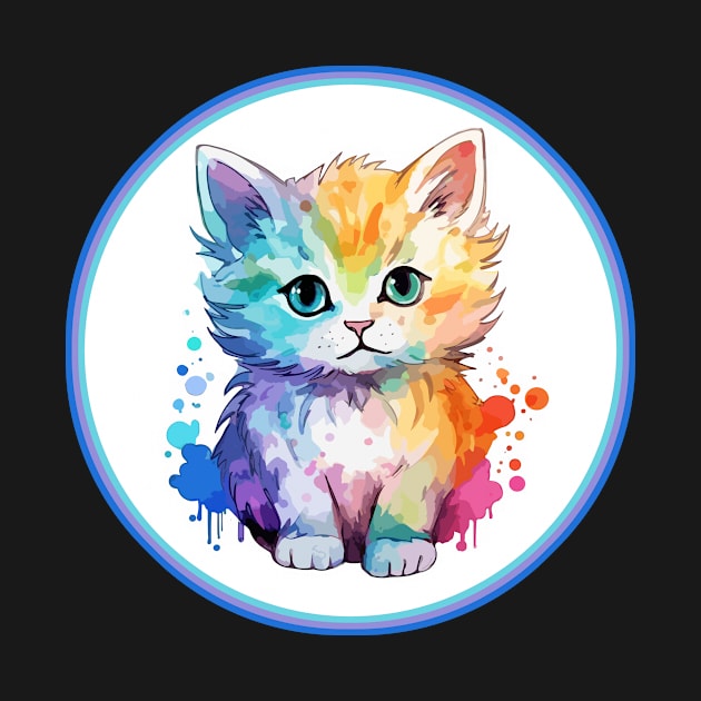 Cute Fluffy Painted Kitten with bright colors by dlinca