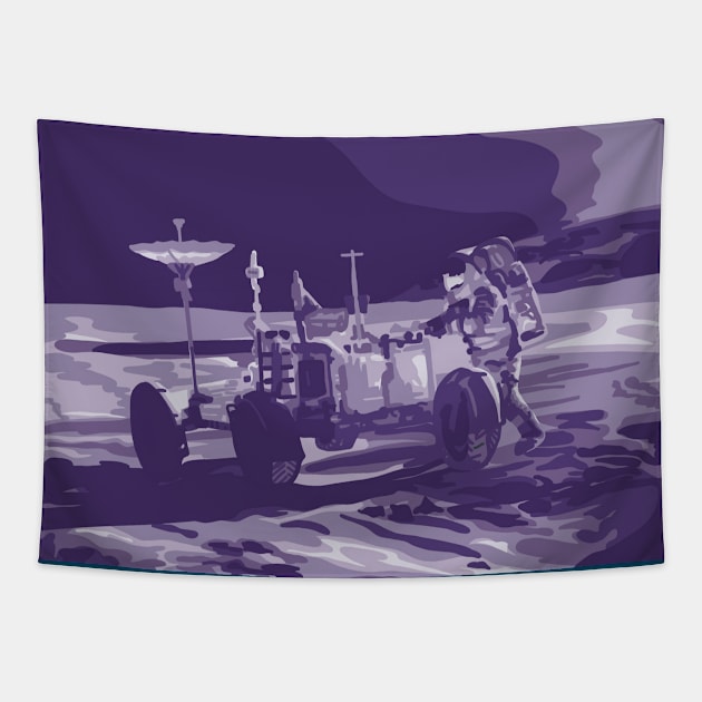 1969 Moon Landing Painting Tapestry by Slightly Unhinged