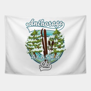 Anchorage Alaska Ski logo Tapestry