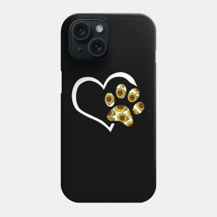 Pawz Sunflower Shirt - Heart Sunflower Dog Paw Gift Phone Case