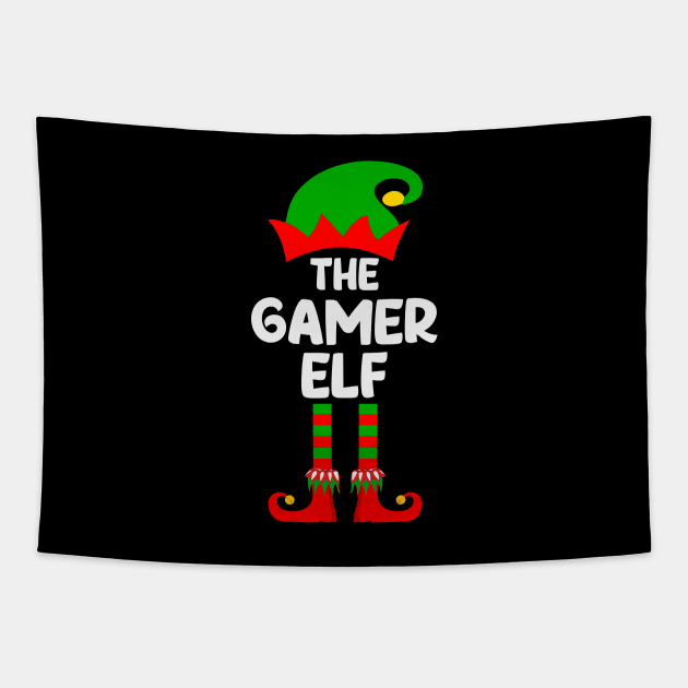 Gamer Elf Matching Family Group Christmas Party Pajama Tapestry by DragonTees