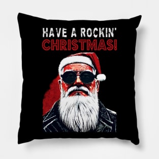 Rockin' Santa with text Pillow