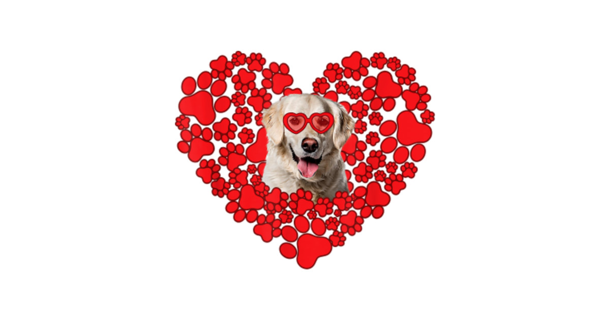 Funny Love Golden Retriever Dog Paw Heart Valentine Day Gifts - Golden ...