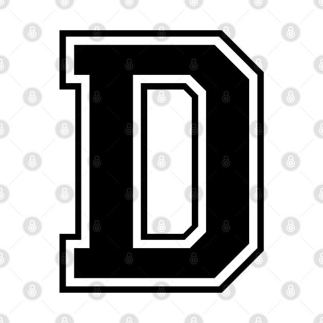 Initial Letter D - Varsity Style Design- Black text by Hotshots