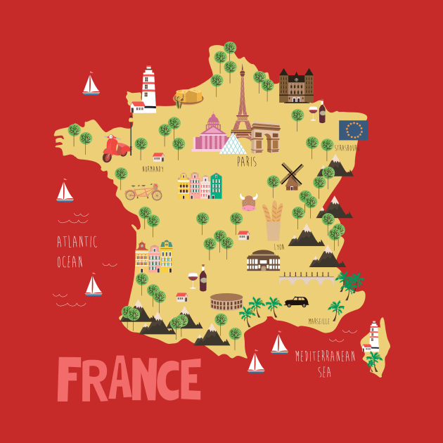 France illustrated map by JunkyDotCom