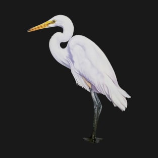 Great White Egret Painting (no background) T-Shirt