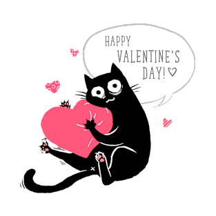 happy valentines day, heart cat love day T-Shirt