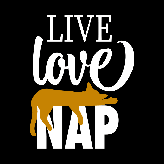 Live Love Nap Sleepy Orange Tabby Cat - Lazy Day Kitty Lover by cottoncanvas