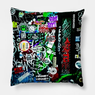 Graffiti Tags Stickers NYC Pillow