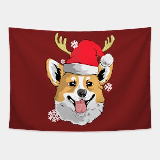 Corgi Christmas Santa Tapestry