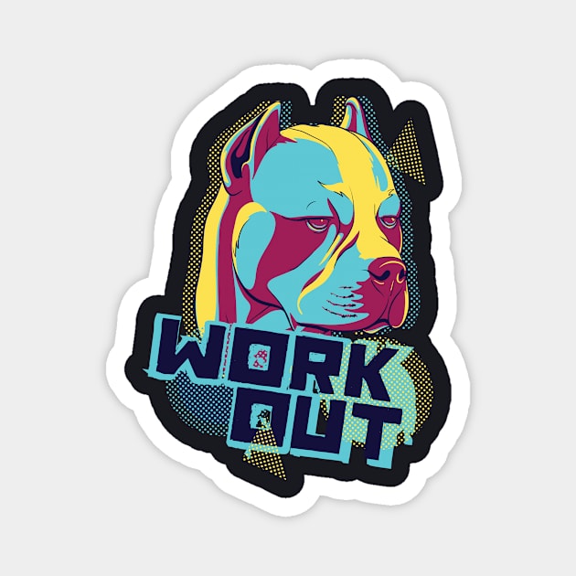 Work out Dog Pit Bull Doghead Magnet by Foxxy Merch