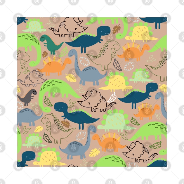 Dinosaur doodle light orange background by Arch4Design