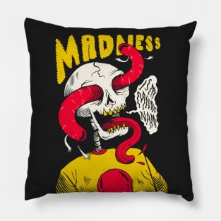 Madness Is My Middle Name // Gnarly Skeleton Drawing Pillow