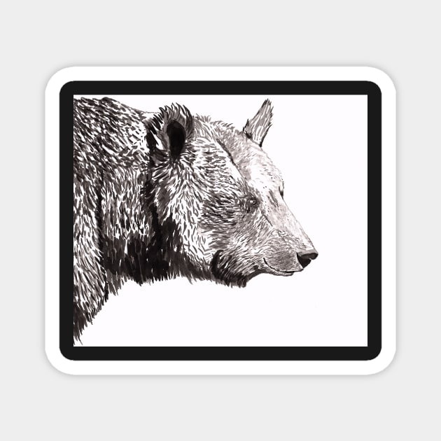 Bear Illustration with ink Magnet by Sandraartist