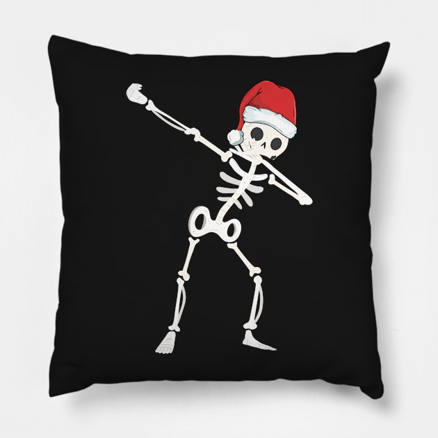 Funny Christmas Dabbing Skeleton Pillow by Evoke Collective