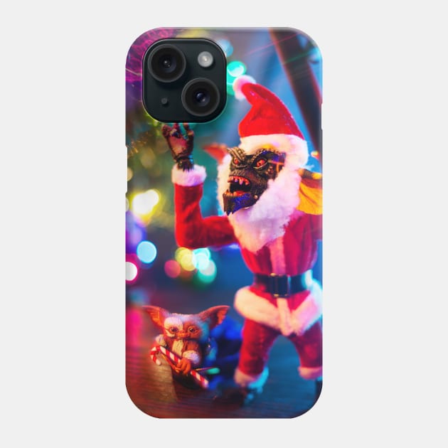 Bright Christmas Light Gremlins Phone Case by Mikes Monsters