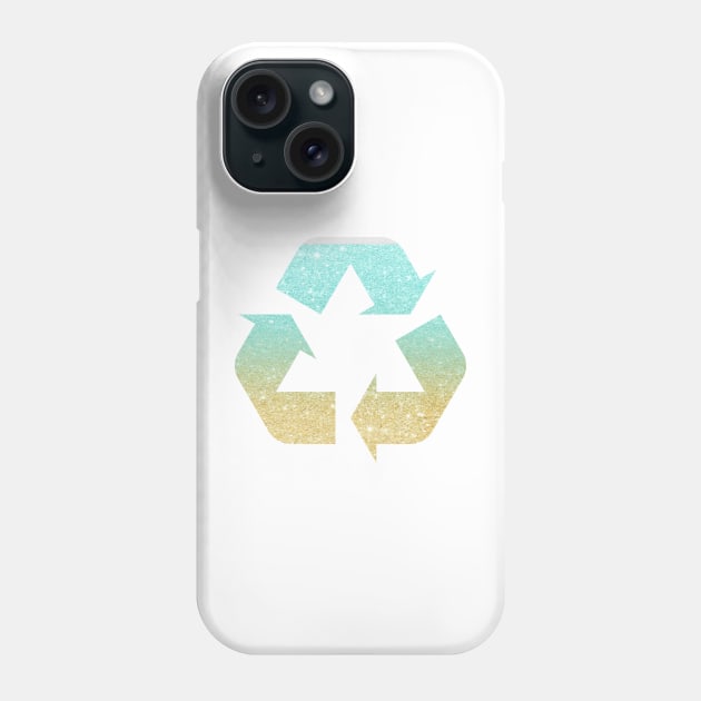 Sand Ocean Ombre Faux Glitter Recycle Symbol Phone Case by Felicity-K