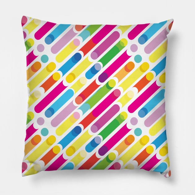 Abstract Colorful Diagonal Lines Dynamic Geometric Pattern Summer Colors Collection. Contemporary Art Pillow by sofiartmedia