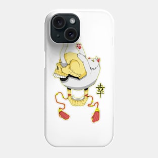 Cat and head skull rope Phone Case