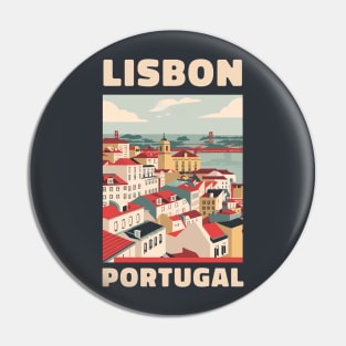 A Vintage Travel Art of Lisbon - Portugal Pin