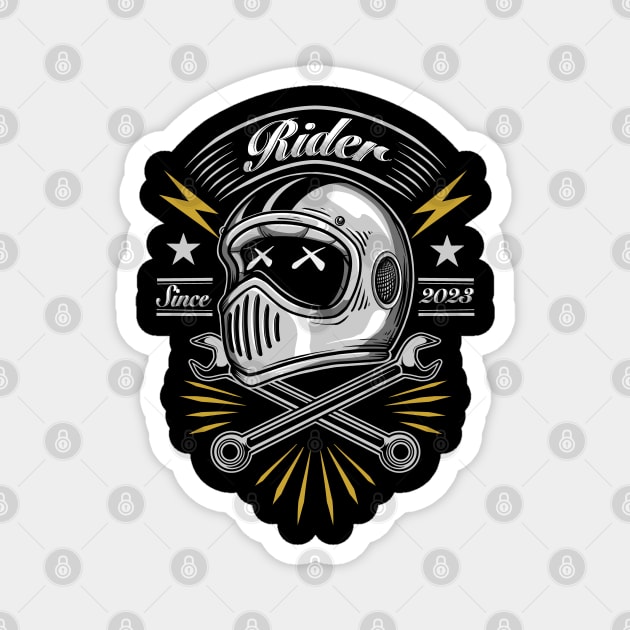 Vintage Helmet Riders Magnet by Tonymidi Artworks Studio