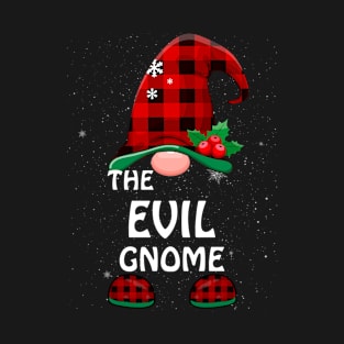 Evil Gnome Buffalo Plaid Matching Family Christmas Funny Pajama T-Shirt