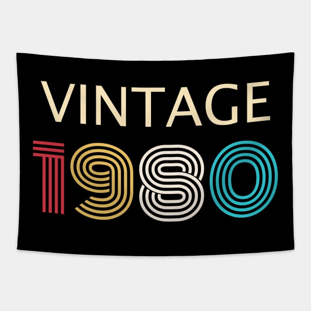 Vintage 1980 Birthday Tapestry by Tshirt114