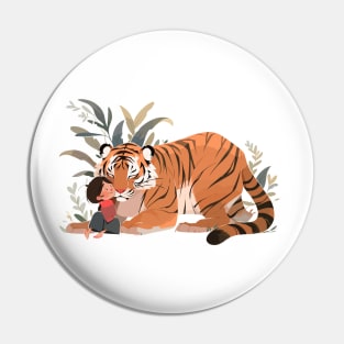 Adorable Tiger Animal Loving Cuddle Embrace Children Kid Tenderness Pin