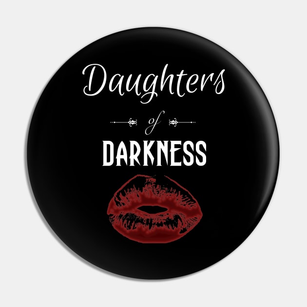 Daughters of Darkness | Red Glow Goth Lips White Pin by aRtVerse