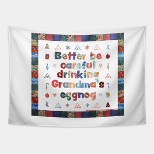 Grandma's Eggnog Warning (square) Tapestry