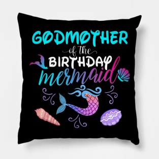 Godmother Of The Birthday Mermaid Matching Family Pillow