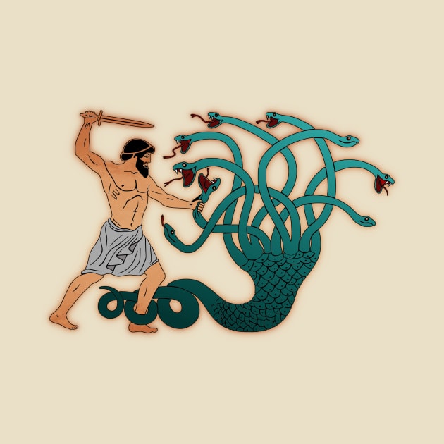 Herakles kills the Lerna Hydra by Mosaicblues