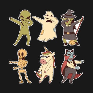 Dabbing Skeleton And Monsters Halloween Boys T-Shirt