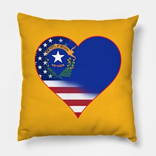 State of Nevada Flag and American Flag Fusion Design Pillow