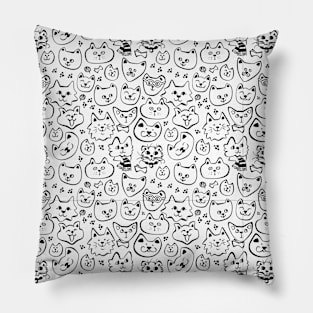 Cats Doodle Pattern Pillow