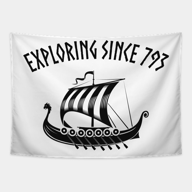 Vikings Scandinavia Dragon Boat Humor Tapestry by Foxxy Merch