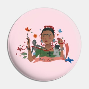 Frida Kahlo & Pets 2 Pin