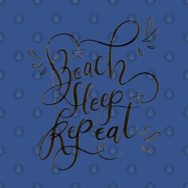 Beach Sleep Repeat Black Hand Lettering Design by DoubleBrush