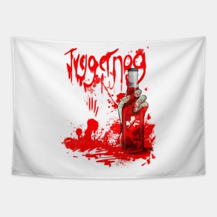 Zombie Hand Bloodied Juggernog on White Tapestry