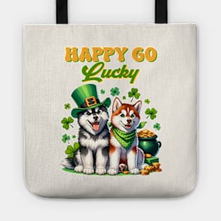 Happy Go Lucky Cute Husky St. Patricks Day Tote