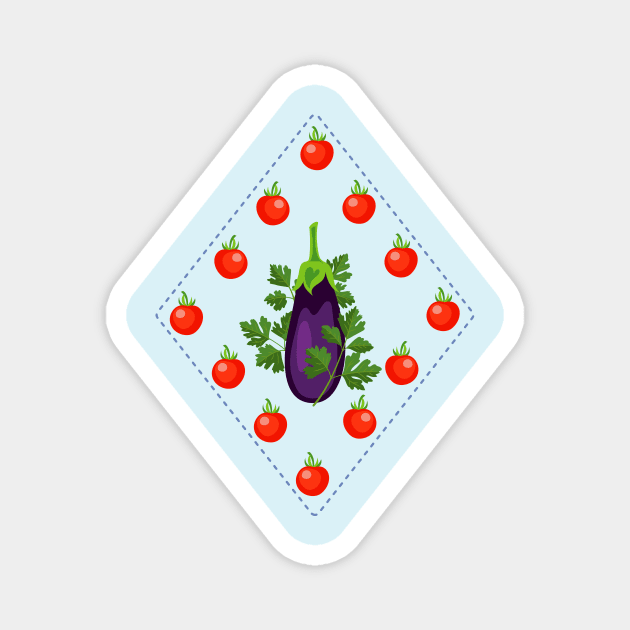 Cute Veggie Stamp Magnet by SWON Design