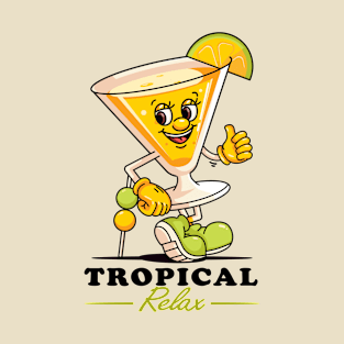 Relaxing glass of tequila cartoon mascot T-Shirt