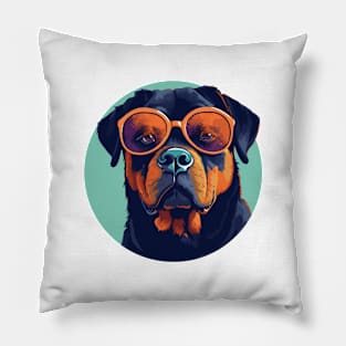 Cute Rottweiler With Sunglasses Pillow