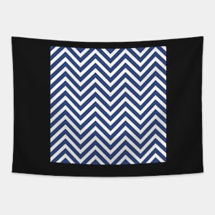 Blue and White Chevron Pattern Tapestry