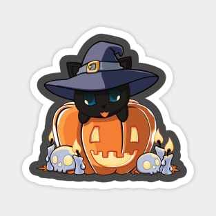 Black cat in a pumpkin Magnet