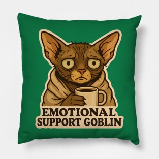 Emotional Support Goblin - Devon Rex Cat Pillow