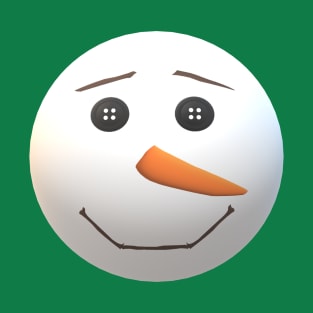 Happy Snowman Face (Green Background) T-Shirt