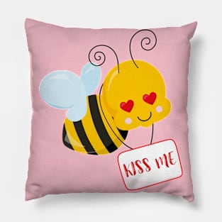 Cute Bee Valentine's day Design Pillow